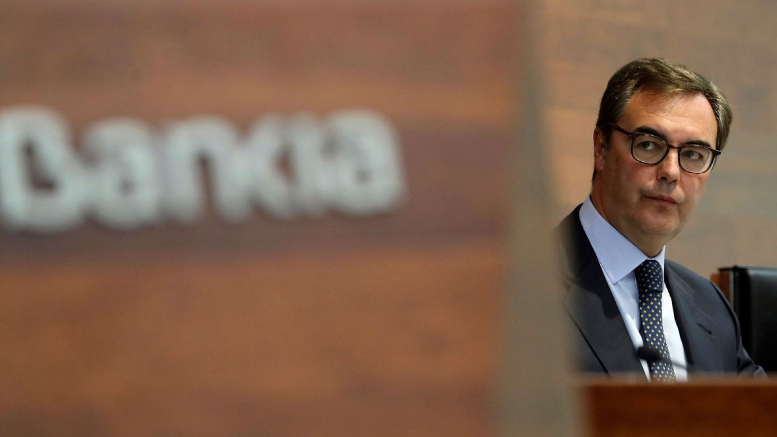 El consejero delegado de Bankia, José Sevilla, en la rueda de prensa de los resultados de la entidad