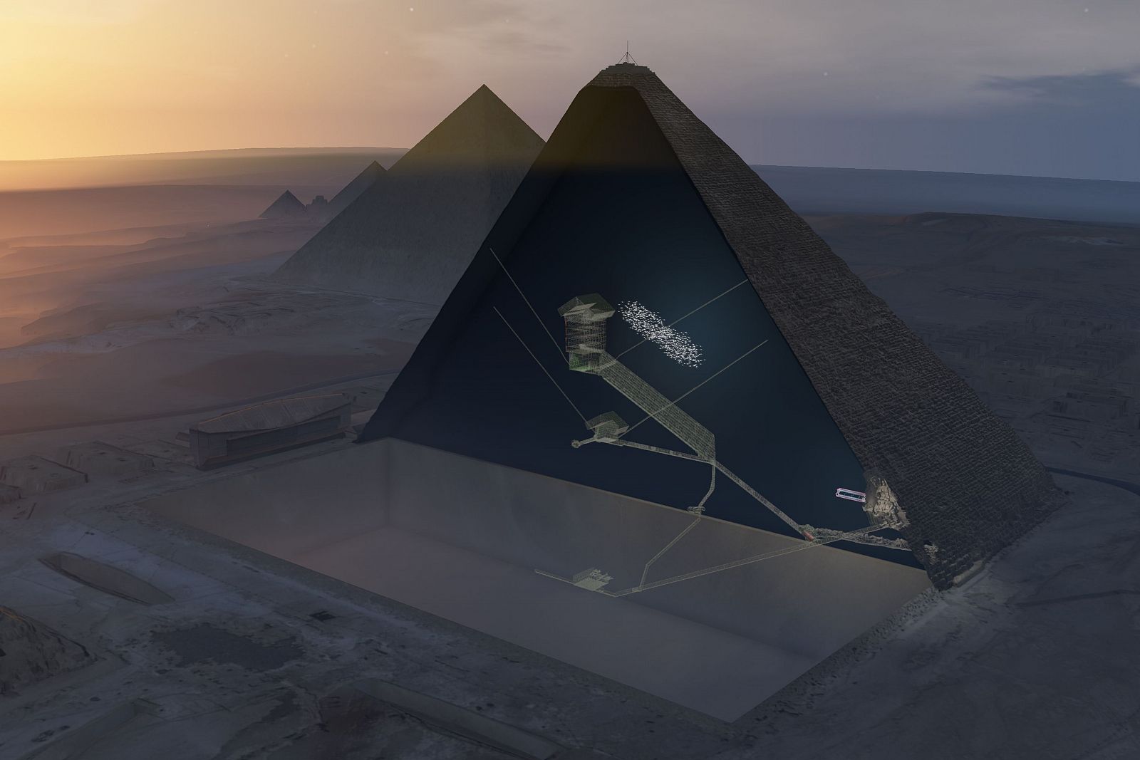 Descubren una nueva cámara vacía en la pirámide de Keops