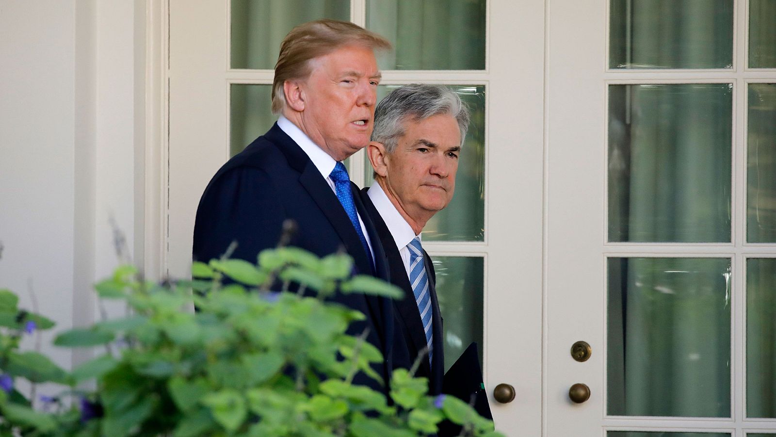 Donald Trump y Jerome Powell esta mañana en Washington