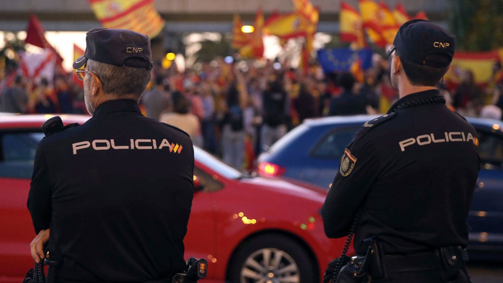Manifestación de apoyo a policías y guardias civiles en el puerto de Barcelona el 28 de octubre