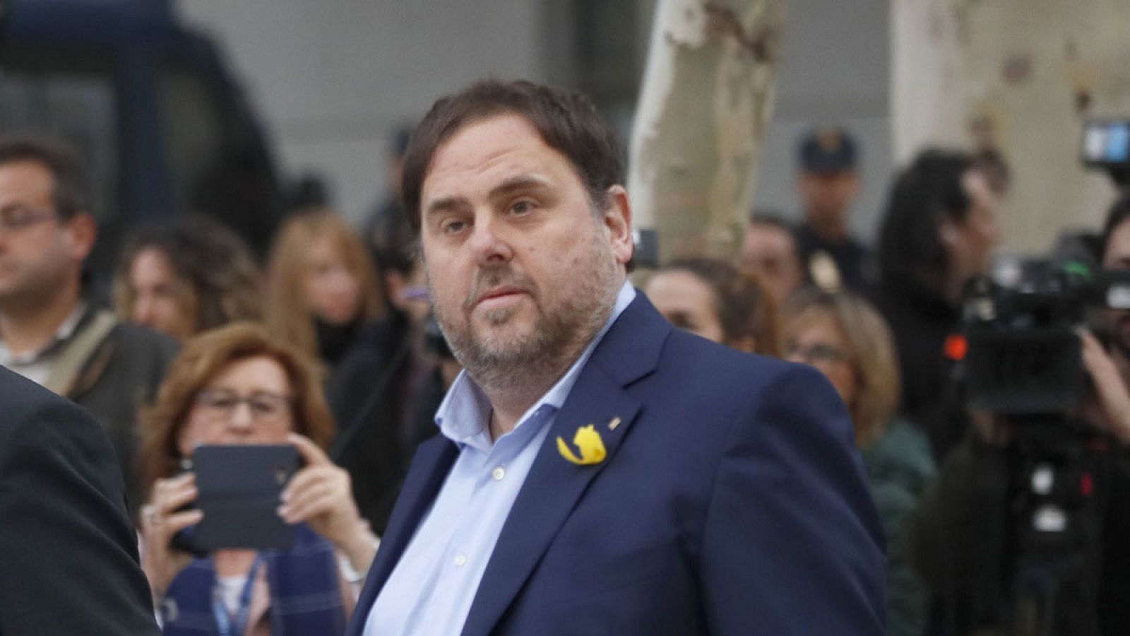 El vicepresidente cesado de la Generalitat de Cataluña, Oriol Junqueras, a su llegada a la sede de la Audiencia Nacional