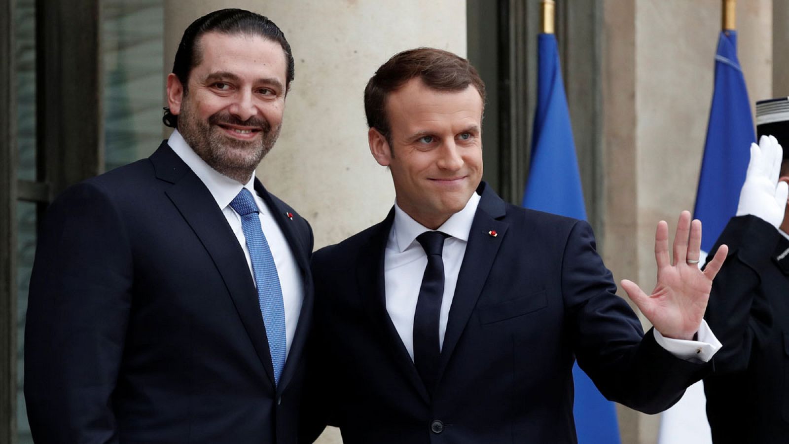 Emmanuel Macron y Saad Hariri, en el Palacio del Elíseo