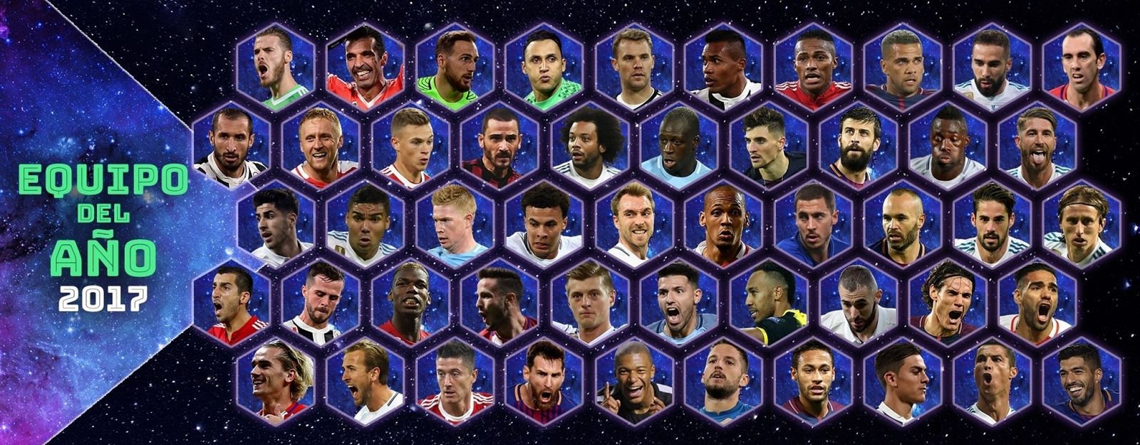 La UEFA elegirá al equipo del año entre 50 nominados.