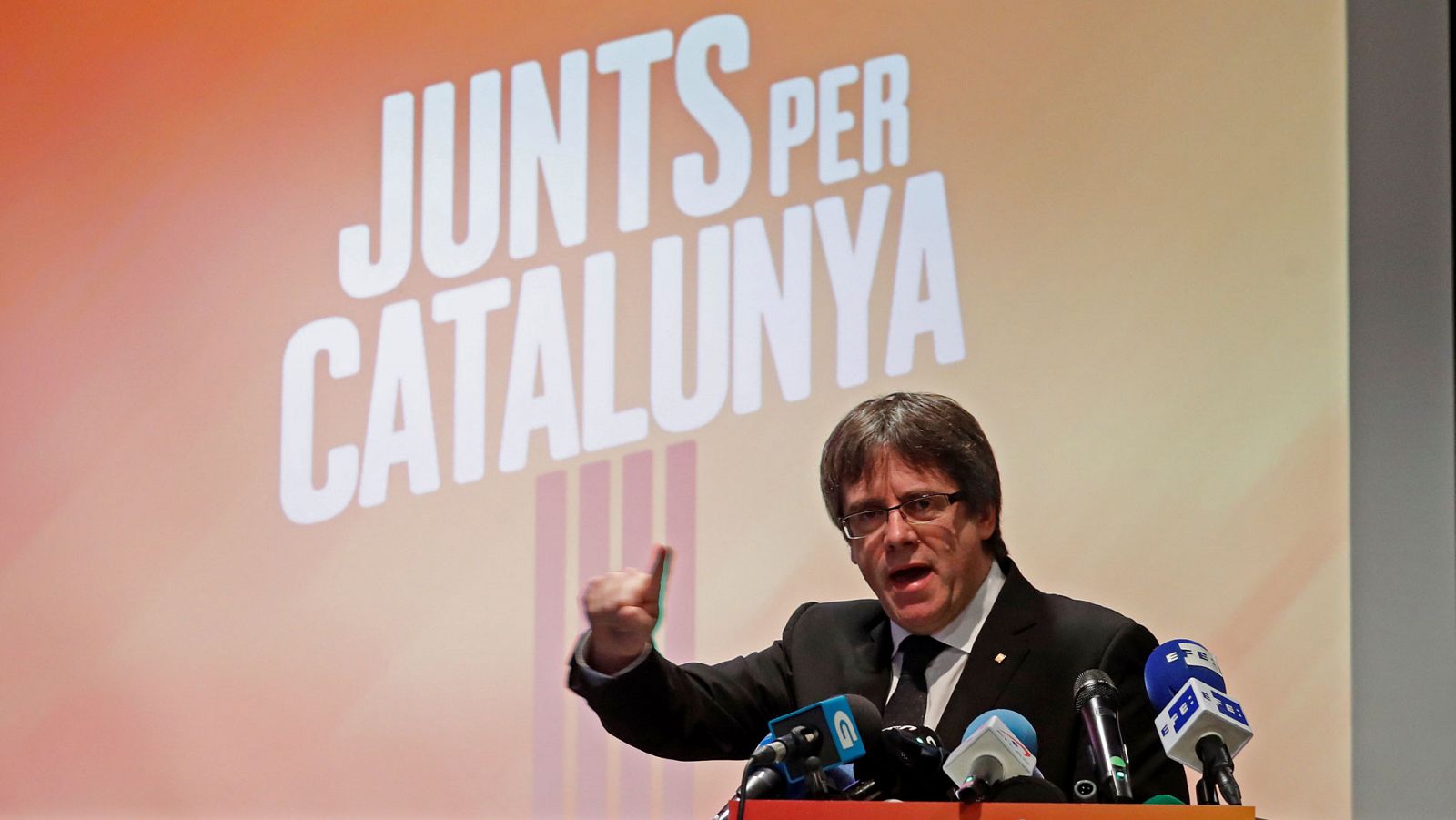 El expresidente catalán Carles Puigdemont, en la presentación de su lista el sábado