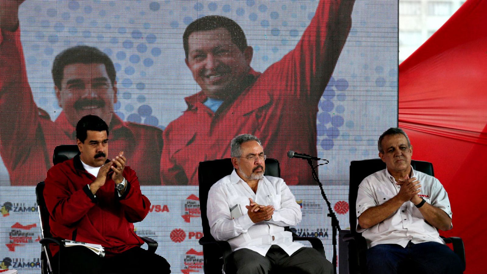 El presidente de Venezuela, Nicolás Maduro, en una imagen de archivo junto a Nelson Martínez y Eulogio del Pino, ambos detenidos por corrupción