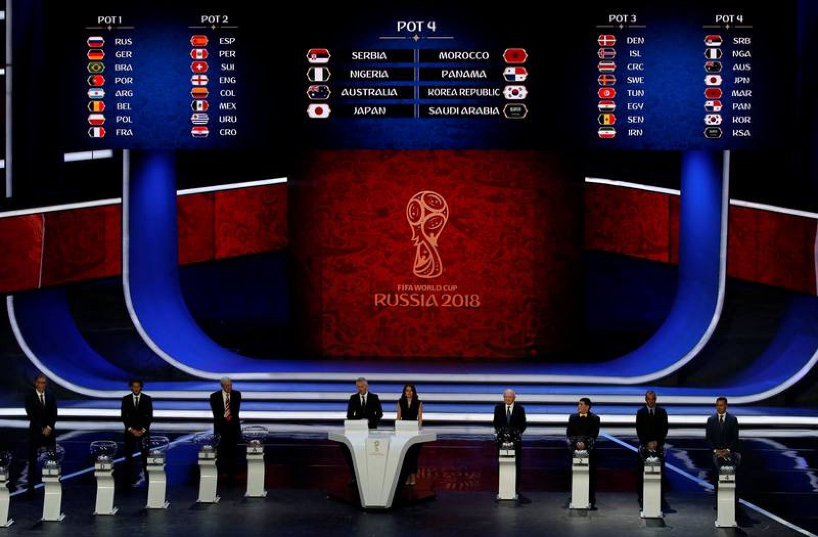 Vista general del escenario durante el sorteo del Mundial de Rusia 2018.