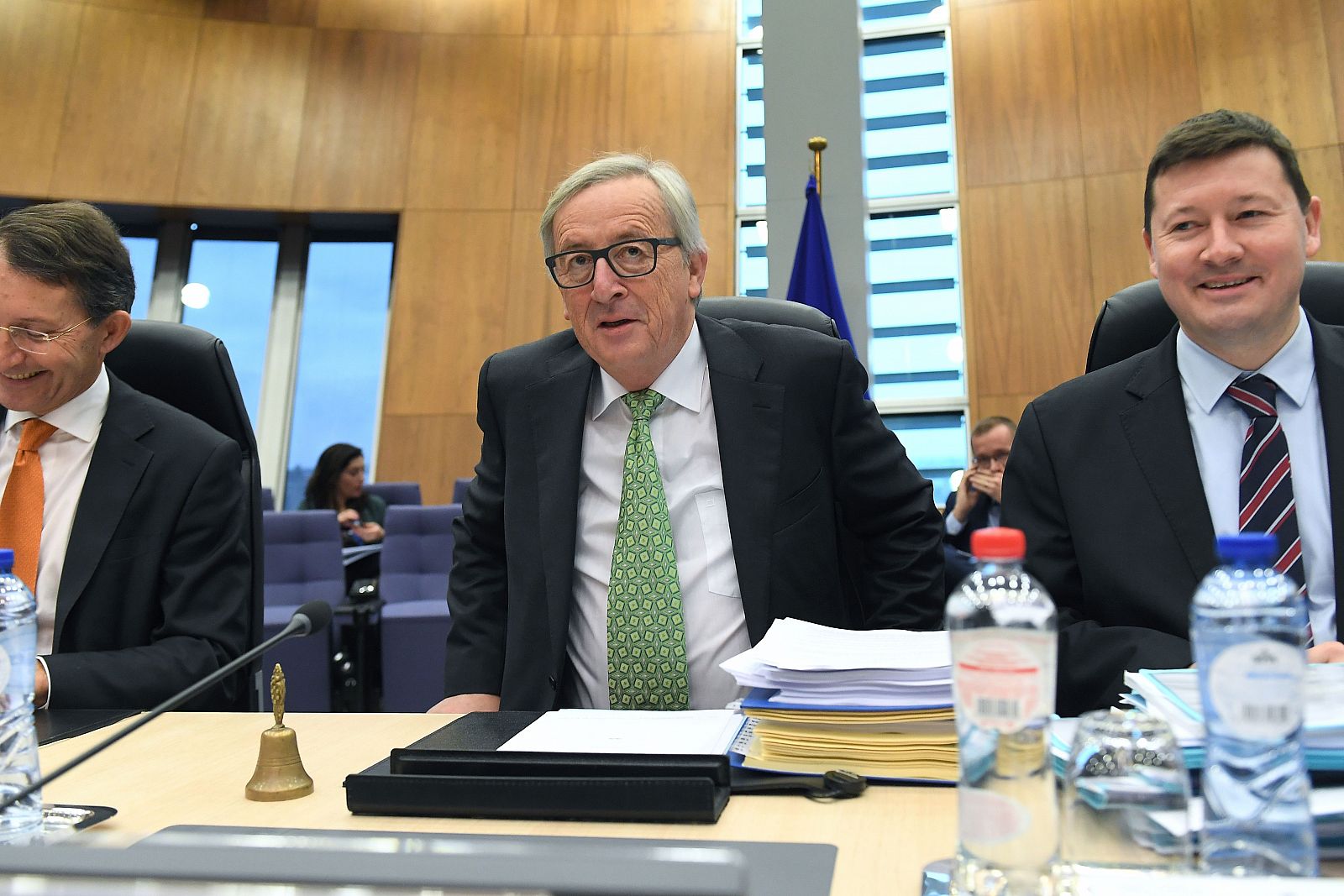 El presidente de la Comisión Europea durante la reunión semanal del colegio de comisarios