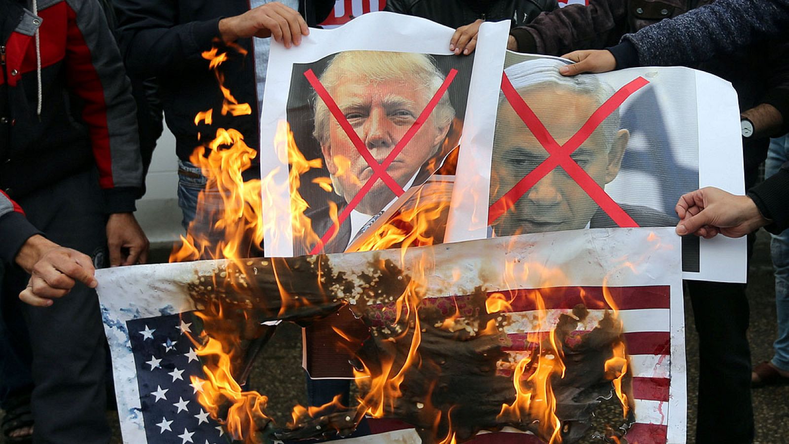 Varias protestas en la Franja de Gaza contra la decisión de EE.UU. de reconocer a Jerusalén como capital de Israel