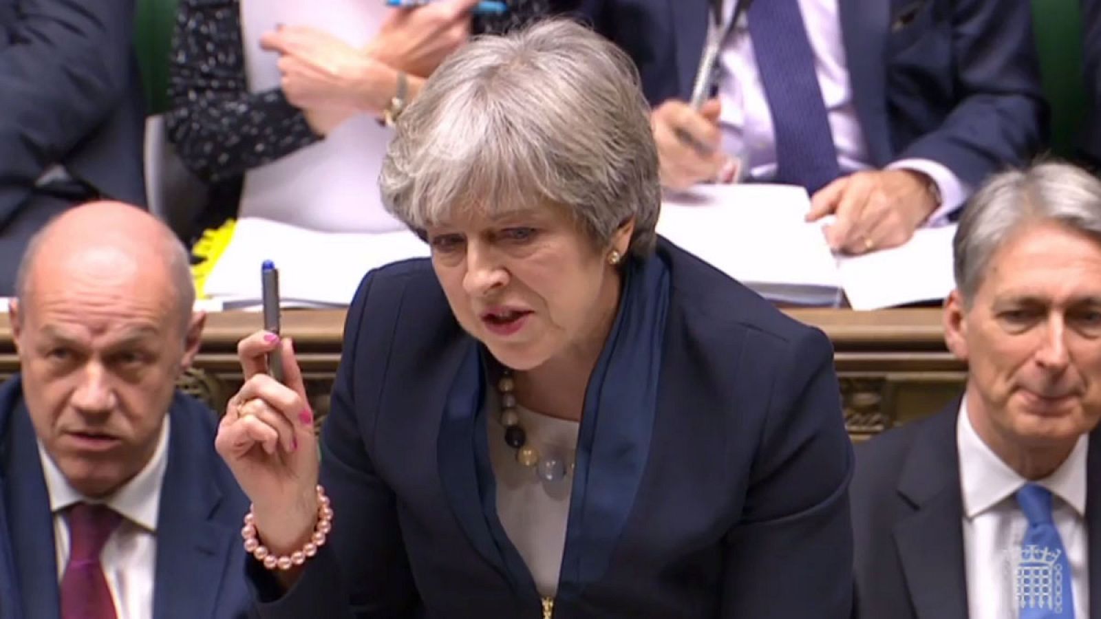 Theresa May, durante el debate sobre el 'Brexit' en el Parlamento británico