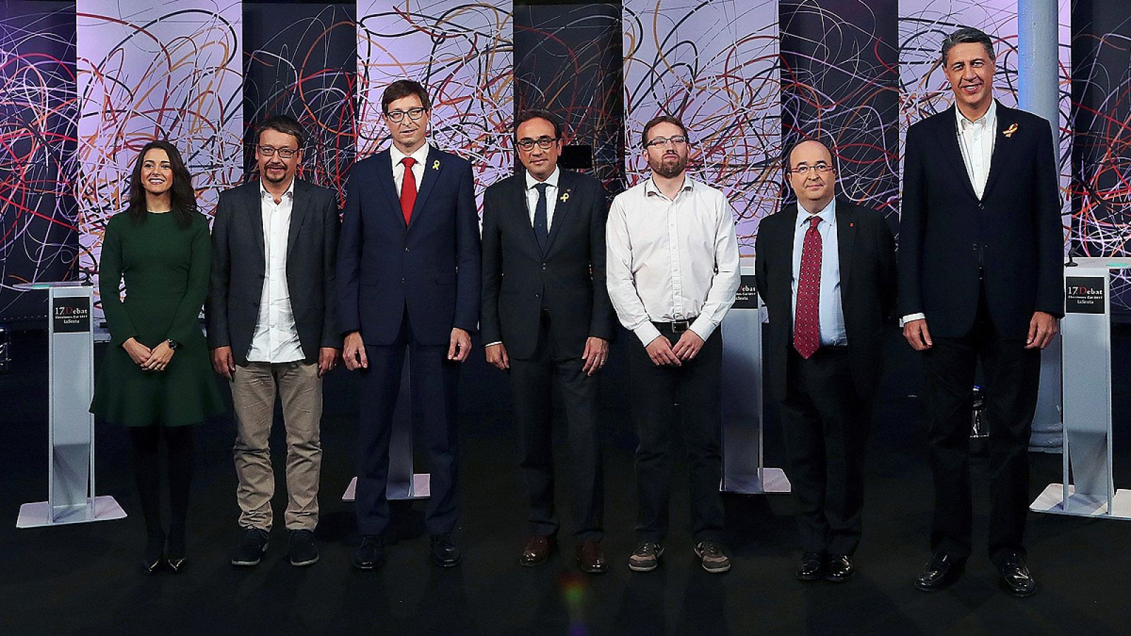 Los candidatos de los principales partidos que se presentan a las elecciones del 21-D, antes de empezar el debate en La Sexta