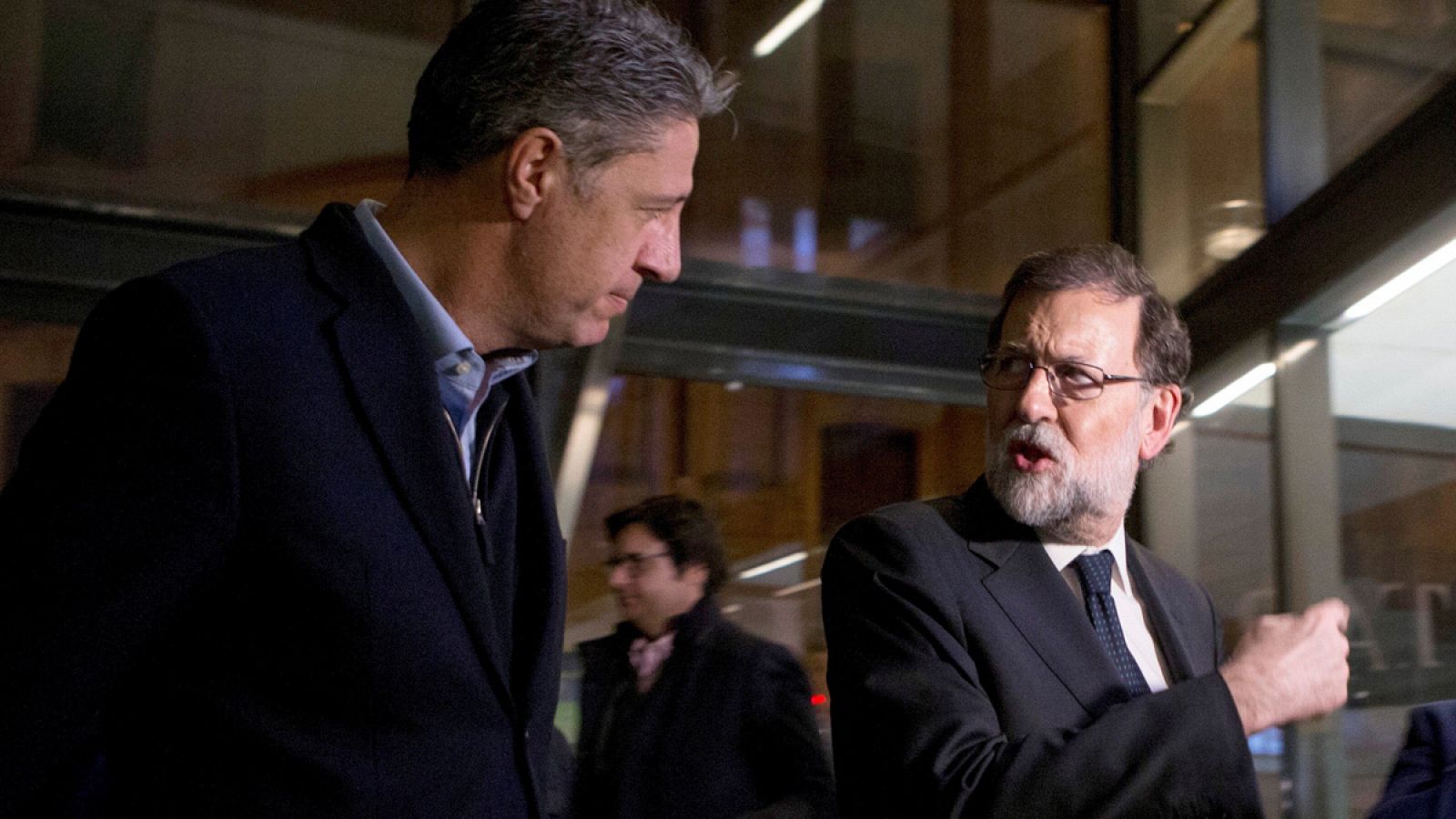 El presidente del Gobierno, Mariano Rajoy, y el candidato del PPC, Xavier García Albiol