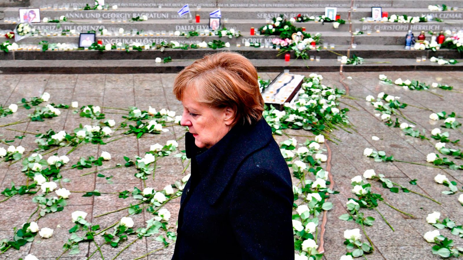 La canciller alemana, Angela Merkel, durante la inauguración del memorial del atentado de Berlín