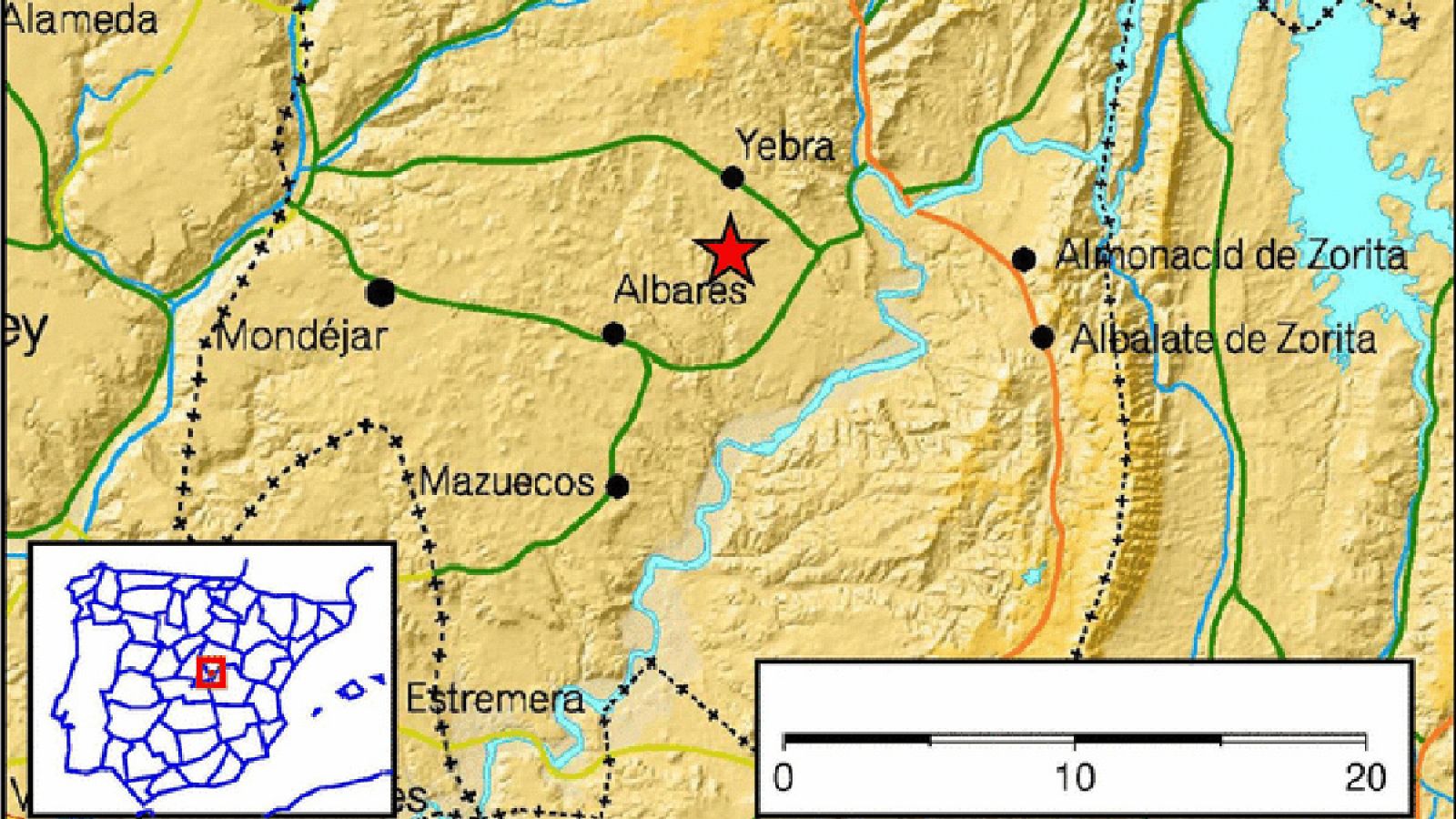 Imagen de donde se ha registrado el terremoto de Yebra (Guadalajara)