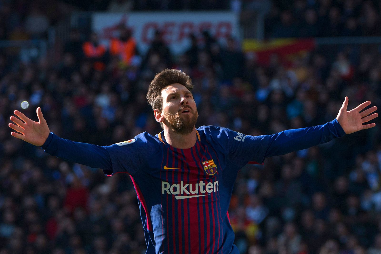 Leo Messi celebra su gol ante el Madrid.