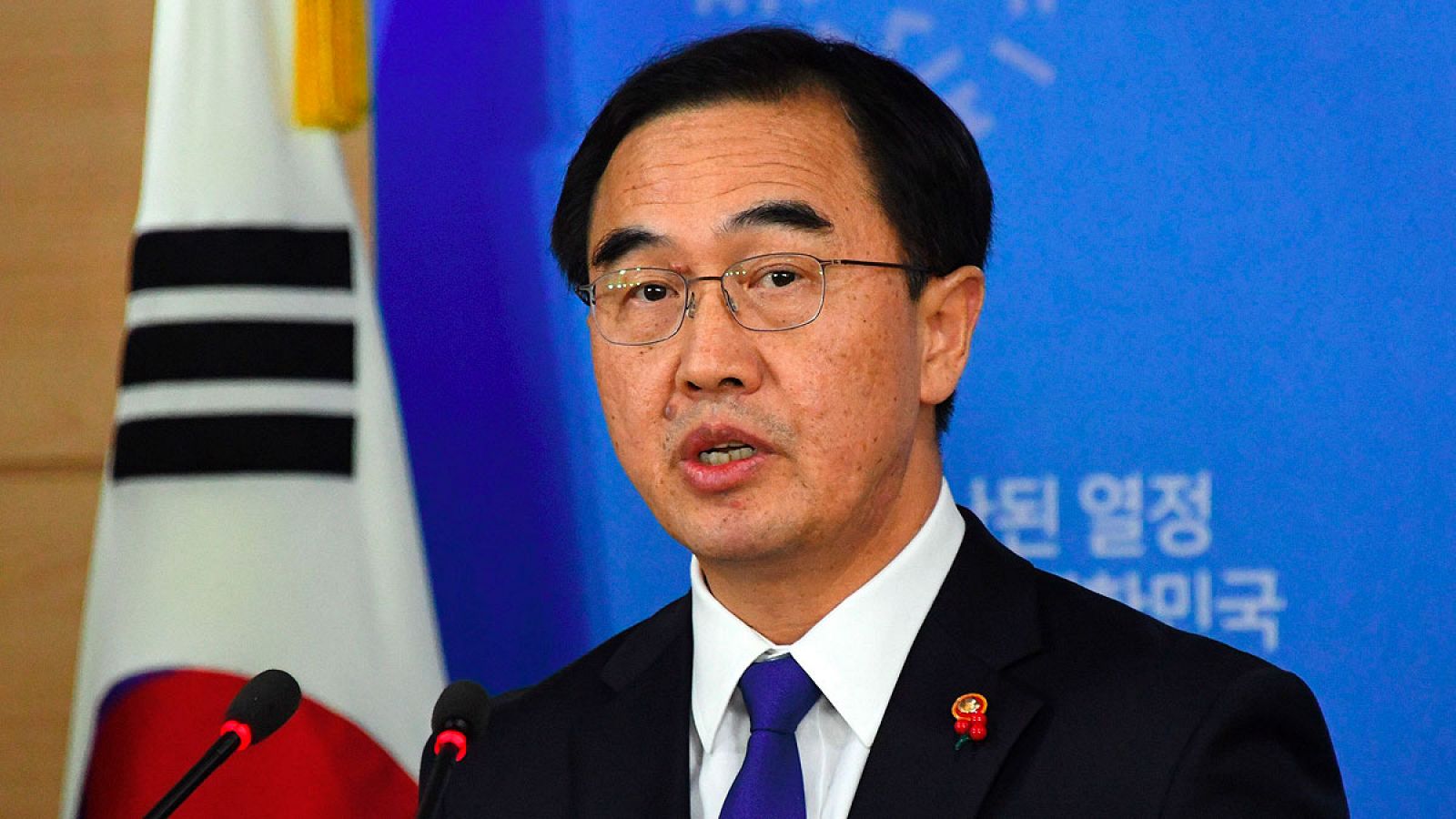 El ministro surcoreano de Unificación, Cho Myoung-gyon, durante una conferencia de prensa en Séul