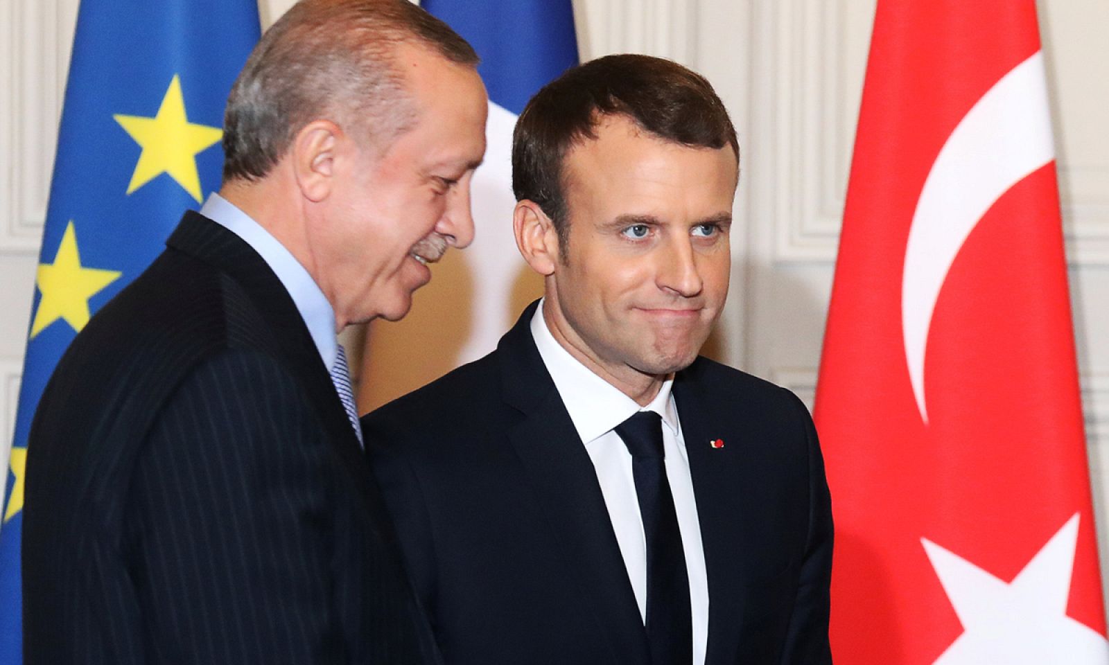 Emmanuel Macron y Recep Tayyip Erdogan tras su reunión este viernes en el Eliseo