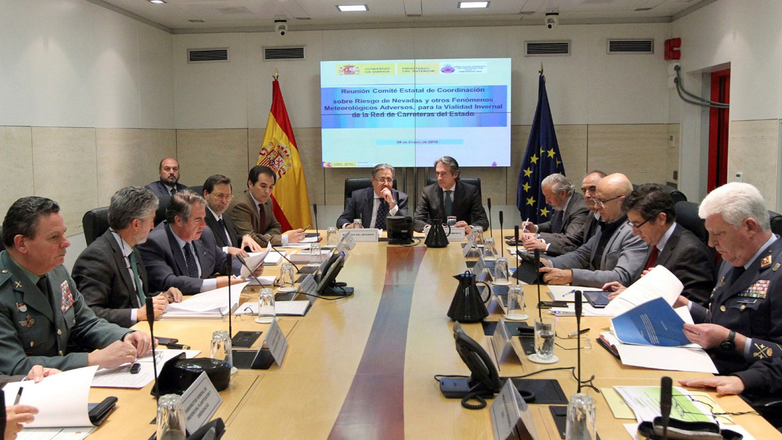 Reunión del Comité Estatal de Coordinacion de Vialidad Invernal en la sede del Ministerio del Interior