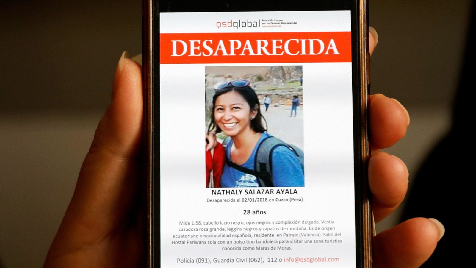Imagen de Nathaly Salazar, la joven desaparecida desde el pasado 1 de enero en Perú.