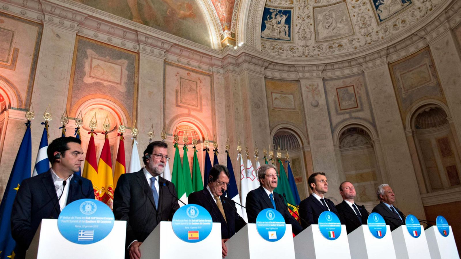 Los líderes de los países del sur de Europa, durante la cumbre celebrada en Roma