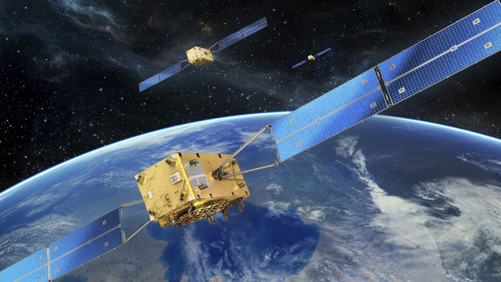 Sistema europeo de navegación por satélite, Galileo, en una fotografía de la Agencia Espacial Europea