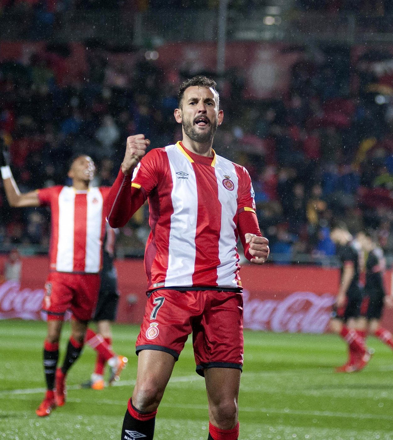 Cristhian Stuani celebra el segundo gol ante el Athletic de Bilbao.