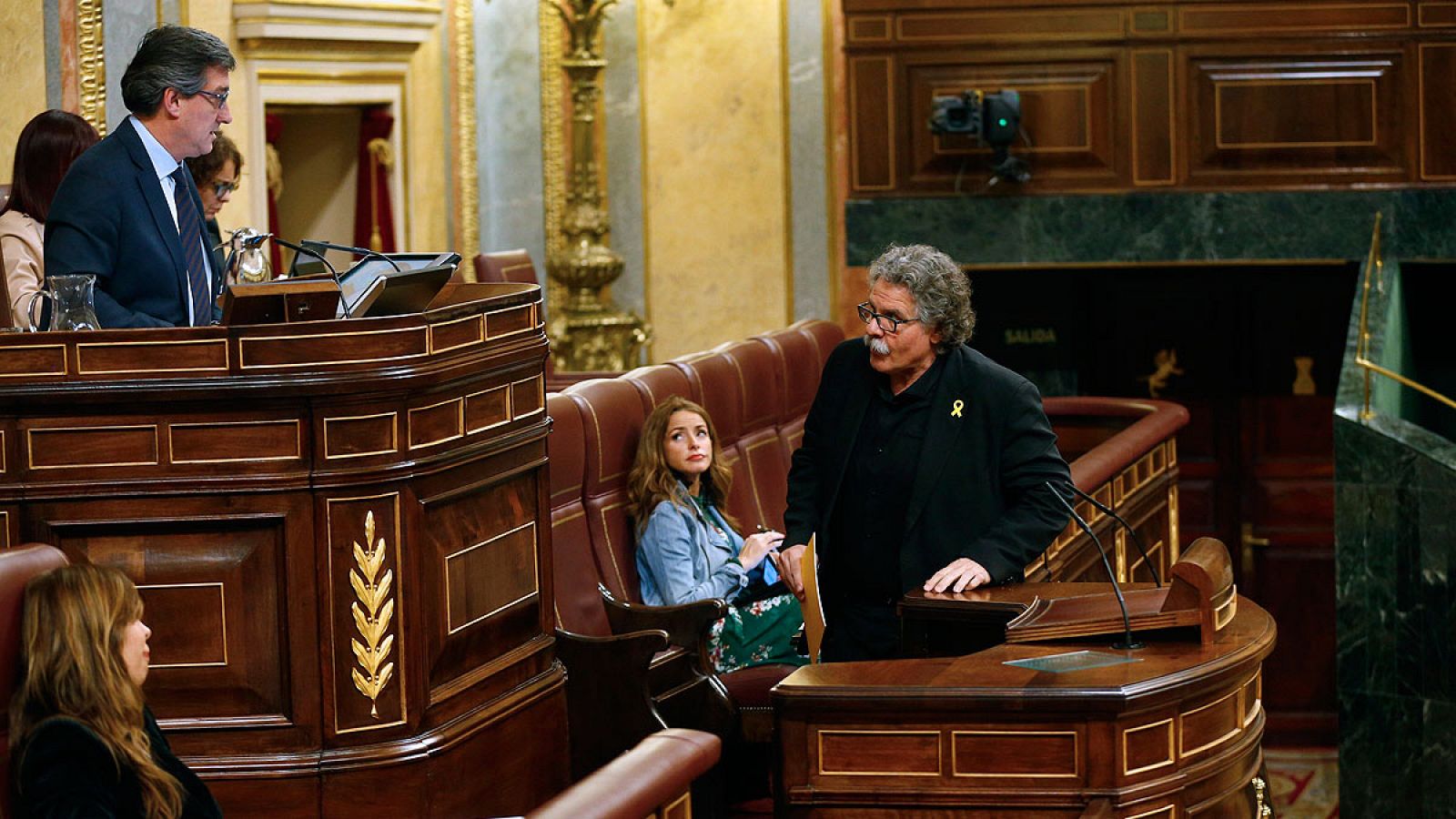 El portavoz de ERC en el Congreso, Joan Tardá, durante su intervención en el pleno del Congreso celebrado este martes en Madrid.