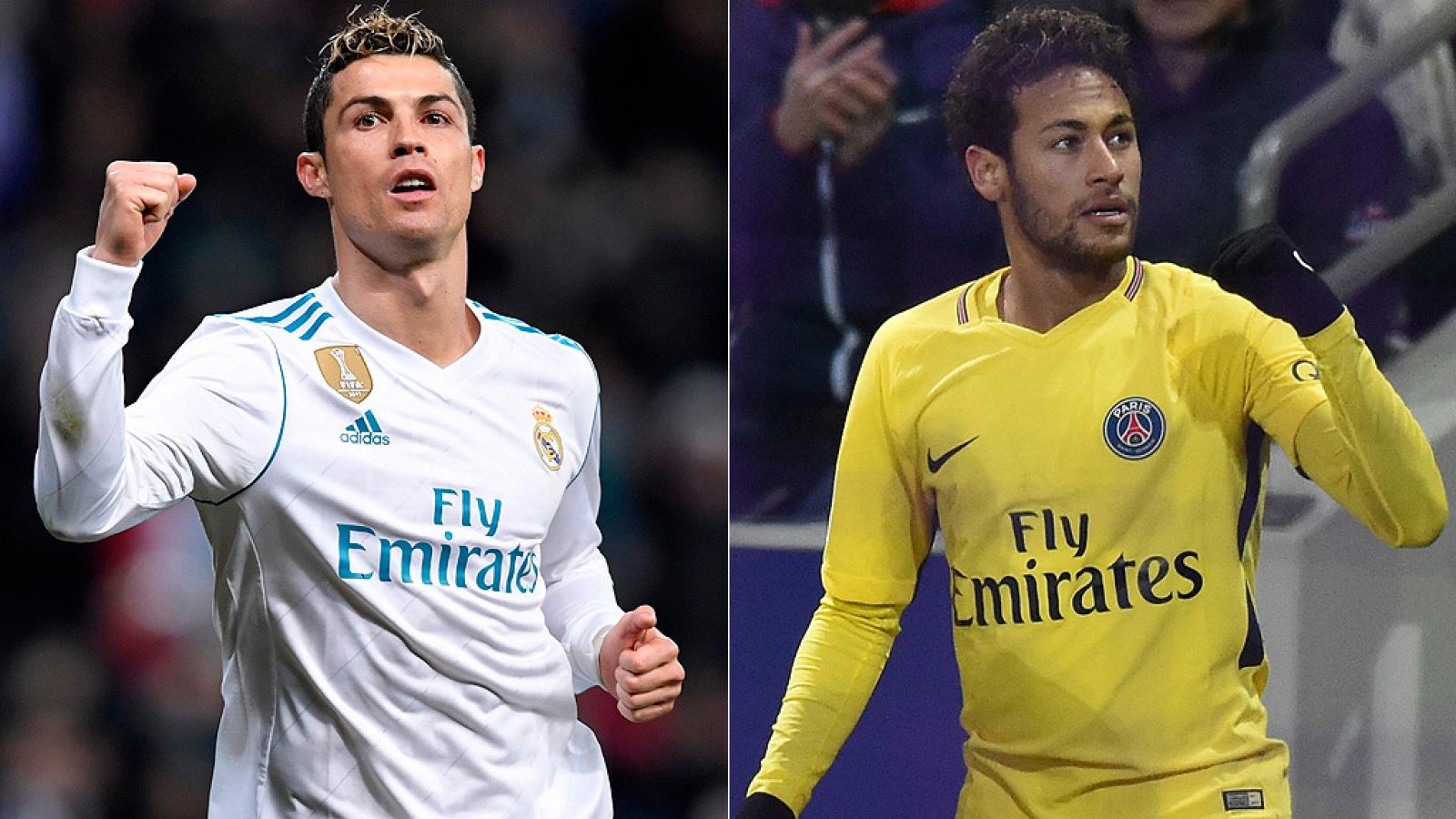 Cristiano Ronaldo y Neymar Jr., grandes estrellas del Real Madrid y el París Saint Germain.