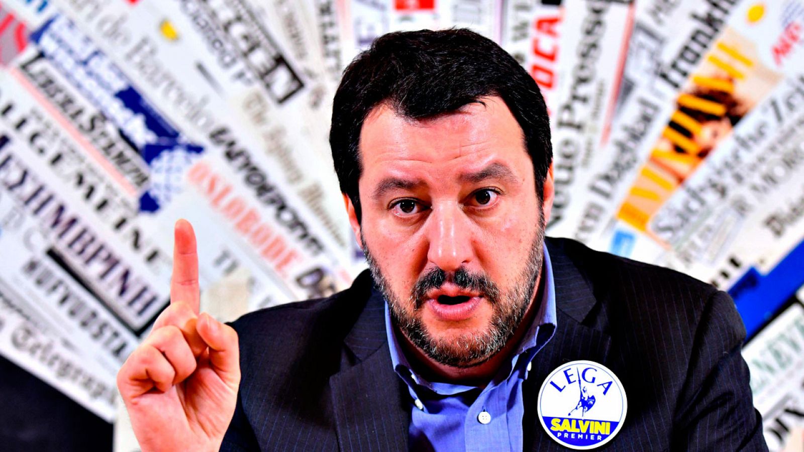 El líder de la Liga, Matteo Salvini, durante su encuentro con los medios internacionales en Roma