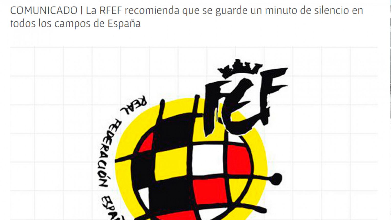 Imagen del comunicado de la RFEF en la web de la institución.