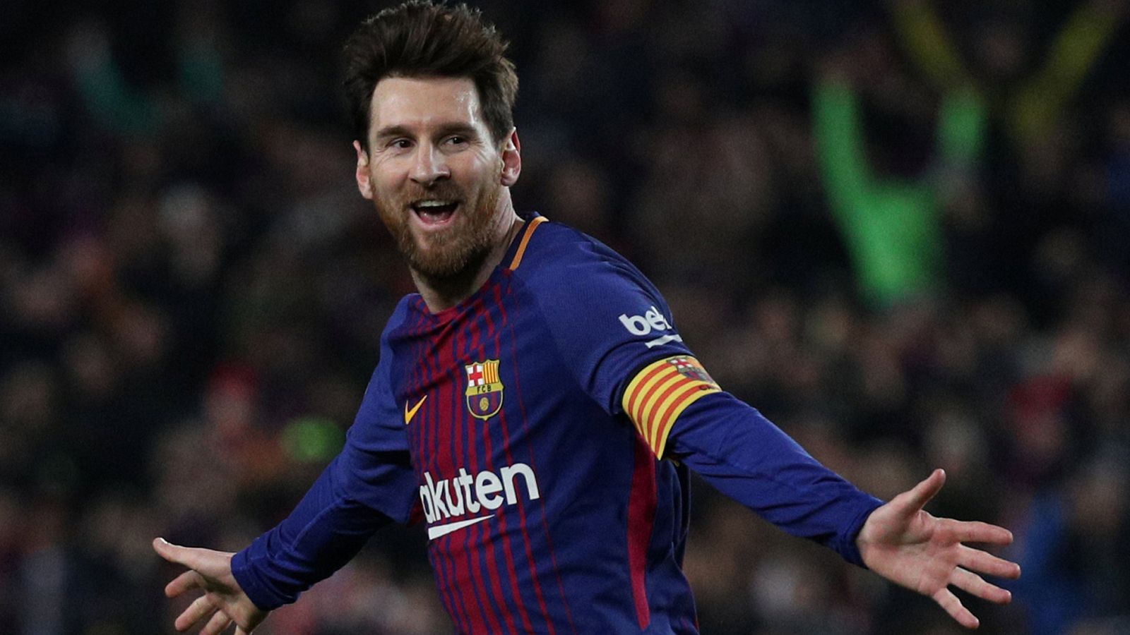 Leo Messi celebra uno de sus goles ante el Girona.