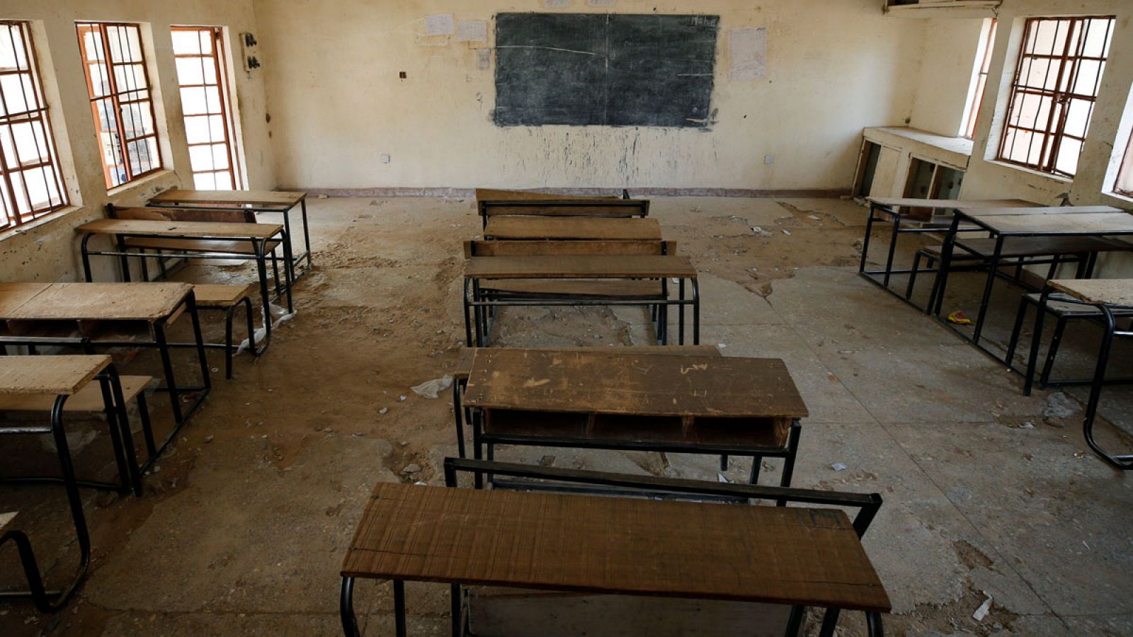 Imagen de un aula vacía de la escuela de Dapchi, Nigeria