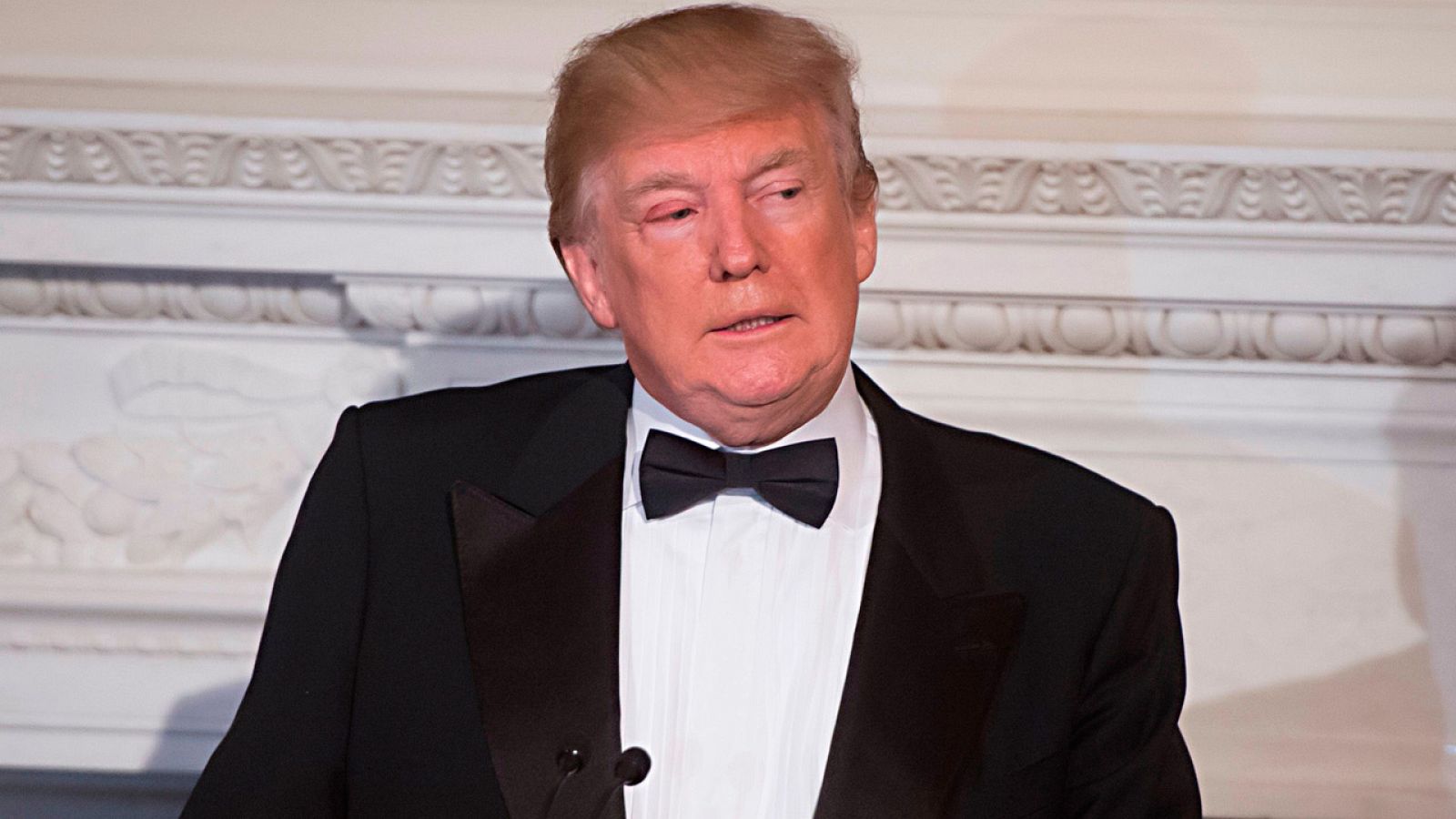 El presidente de Estados Unidos, Donald Trump, en una cena de gala celebrada este domingo