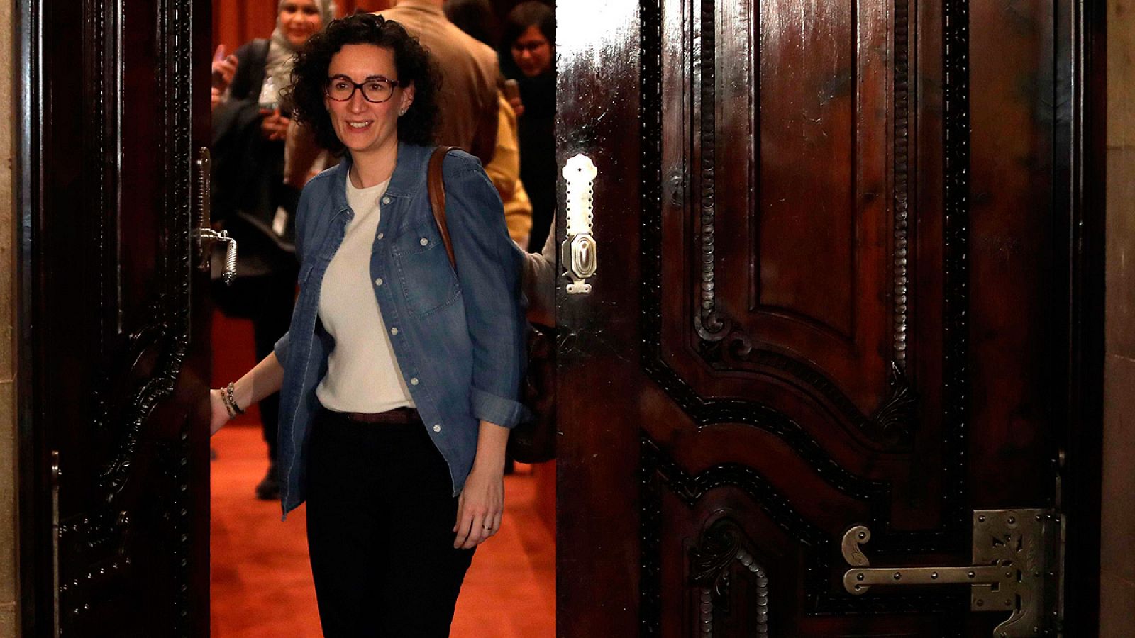 La secretaria general de ERC, Marta Rovira, tras una reunión de la Mesa del Parlamento catalán.