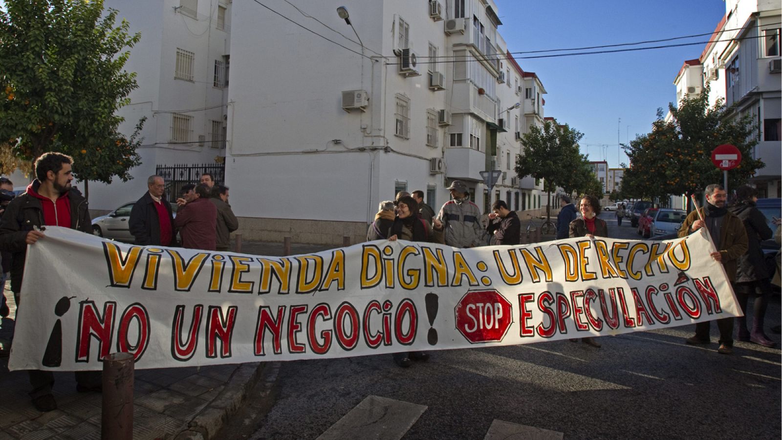 Protesta contra un deshucio en Sevilla en una imagen de archivo