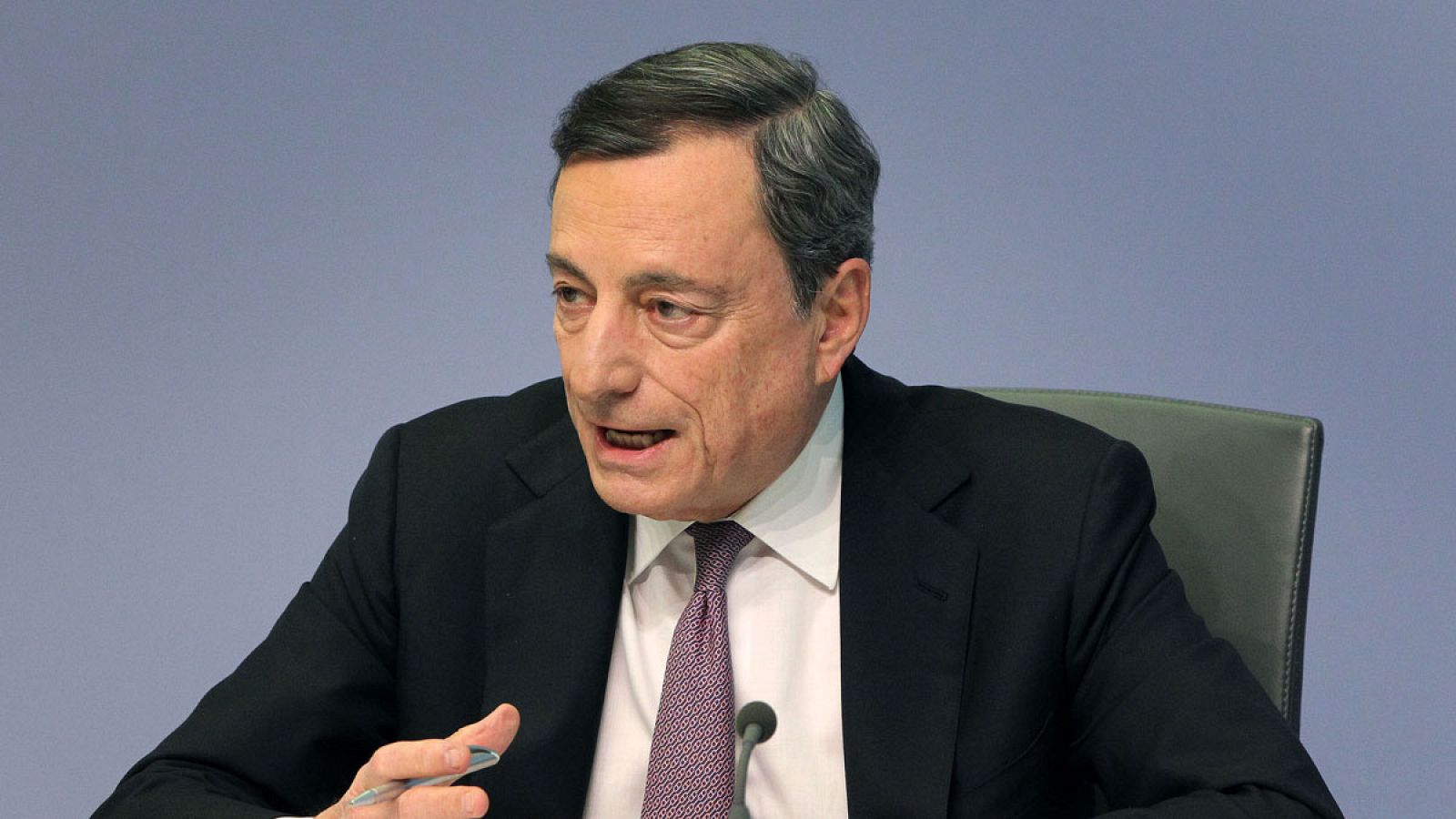 El presidente del Banco Central Europeo, Mario Draghi, durante la rueda de prensa celebrada este jueves en Frankfurt (Alemania)