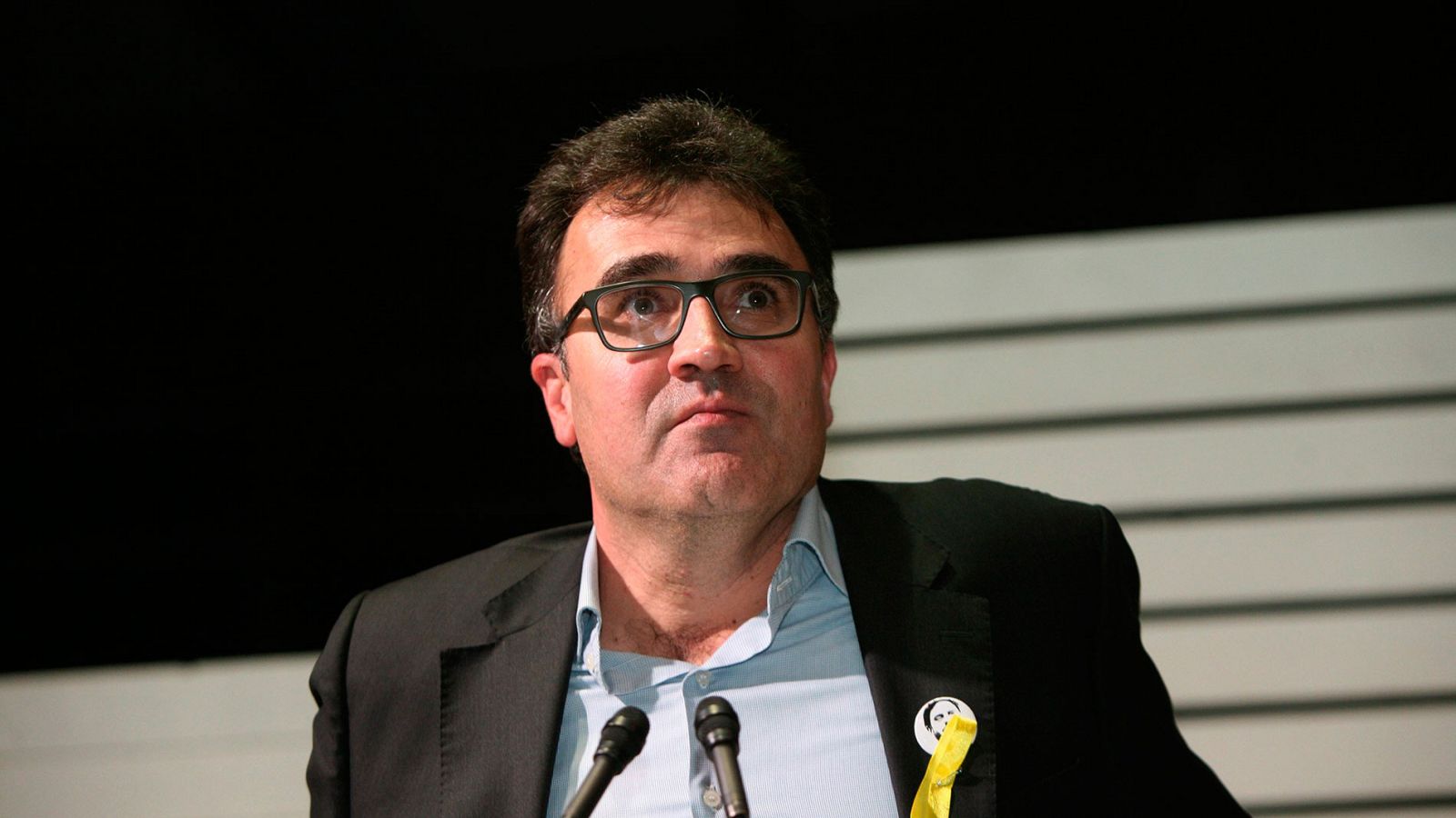 El exsecretario de Hacienda de la Generalitat Lluís Salvadó durante el mitin electoral de ERC
