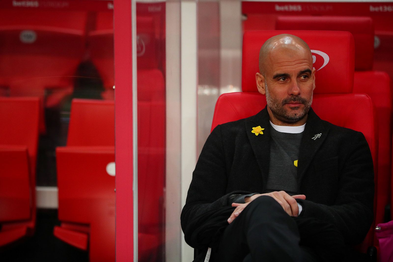 El entrenador del Manchester City, Pep Guardiola, durante el partido de la Premier ante el Stoke.