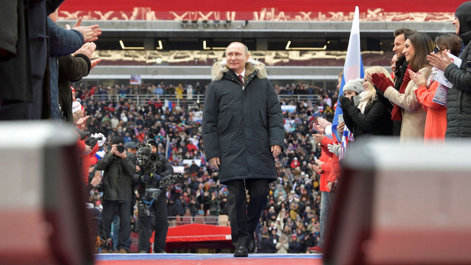 El presidente ruso, Vladímir Putin, en un mitin electoral en Moscú el pasado 3 de marzo