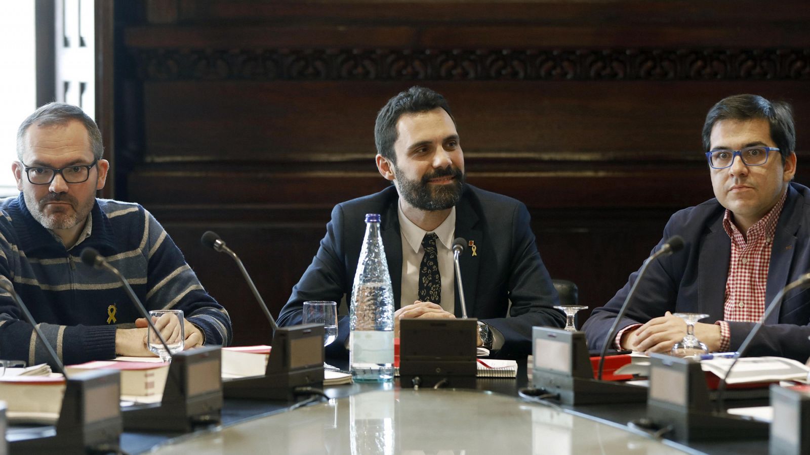 El presidente de la cámara catalana, Roger Torrent en la junta de portavoces