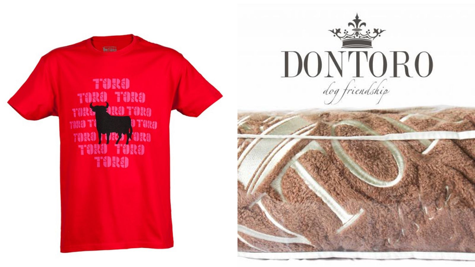 Una camiseta de Osborne y una manta de la marca 'Don Toro'
