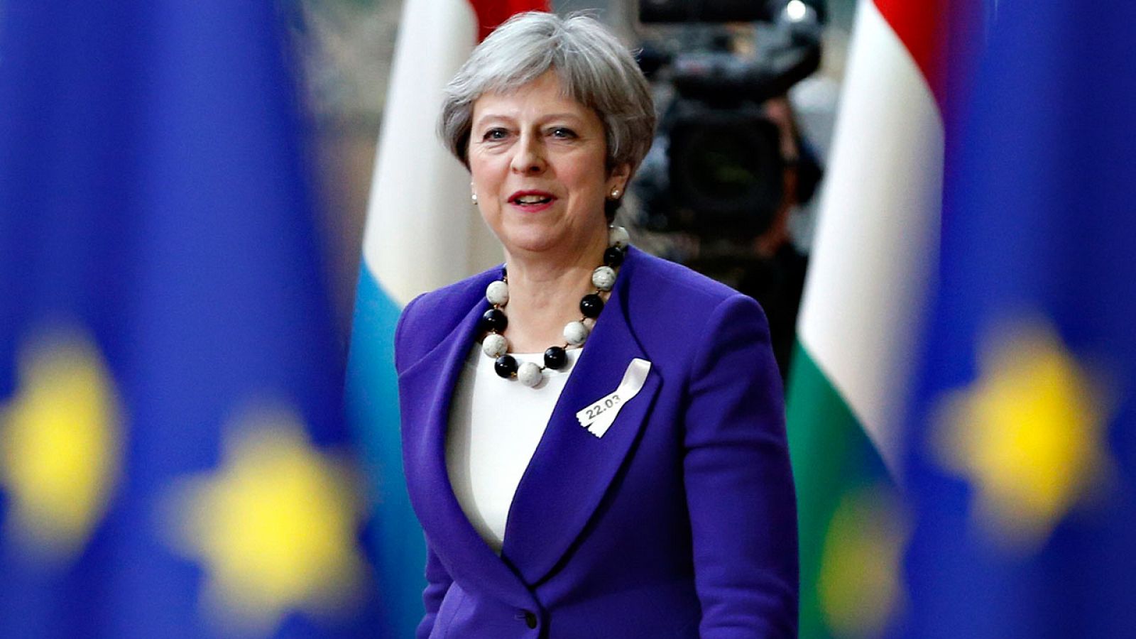 La primera ministra británica, Theresa May, a su llegada a la cumbre de Bruselas