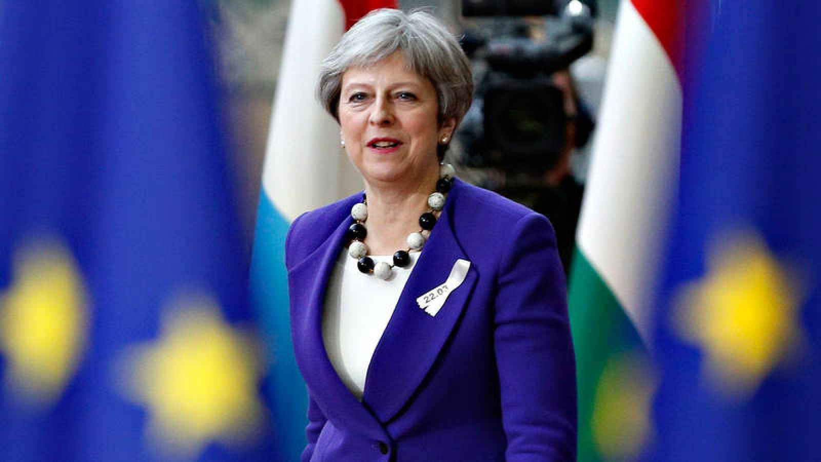 La primera ministra británica, Theresa May, a su llegada a la cumbre de Bruselas