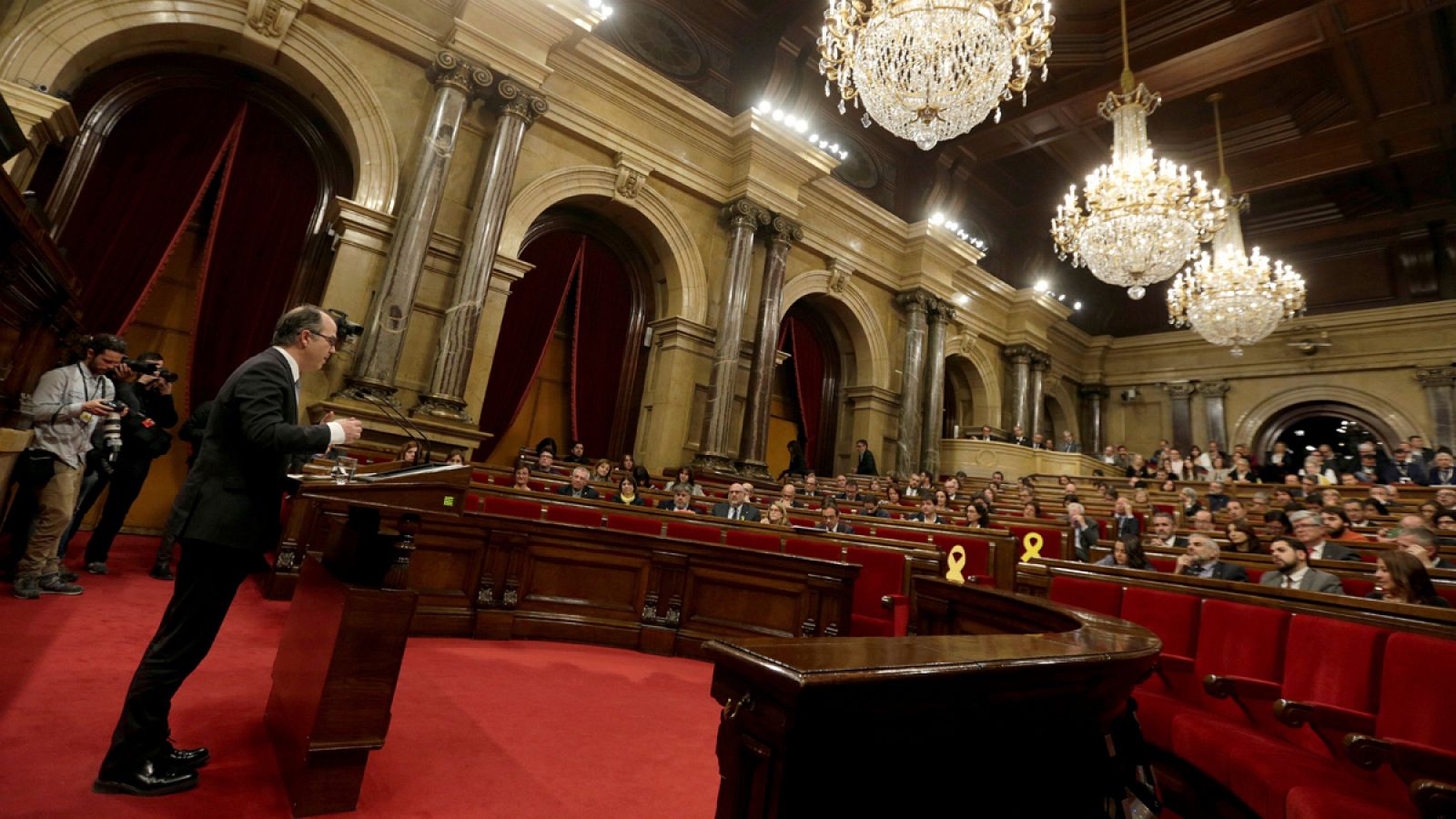 Turull, en el Pleno de investidura de este jueves en el Parlament de Cataluña
