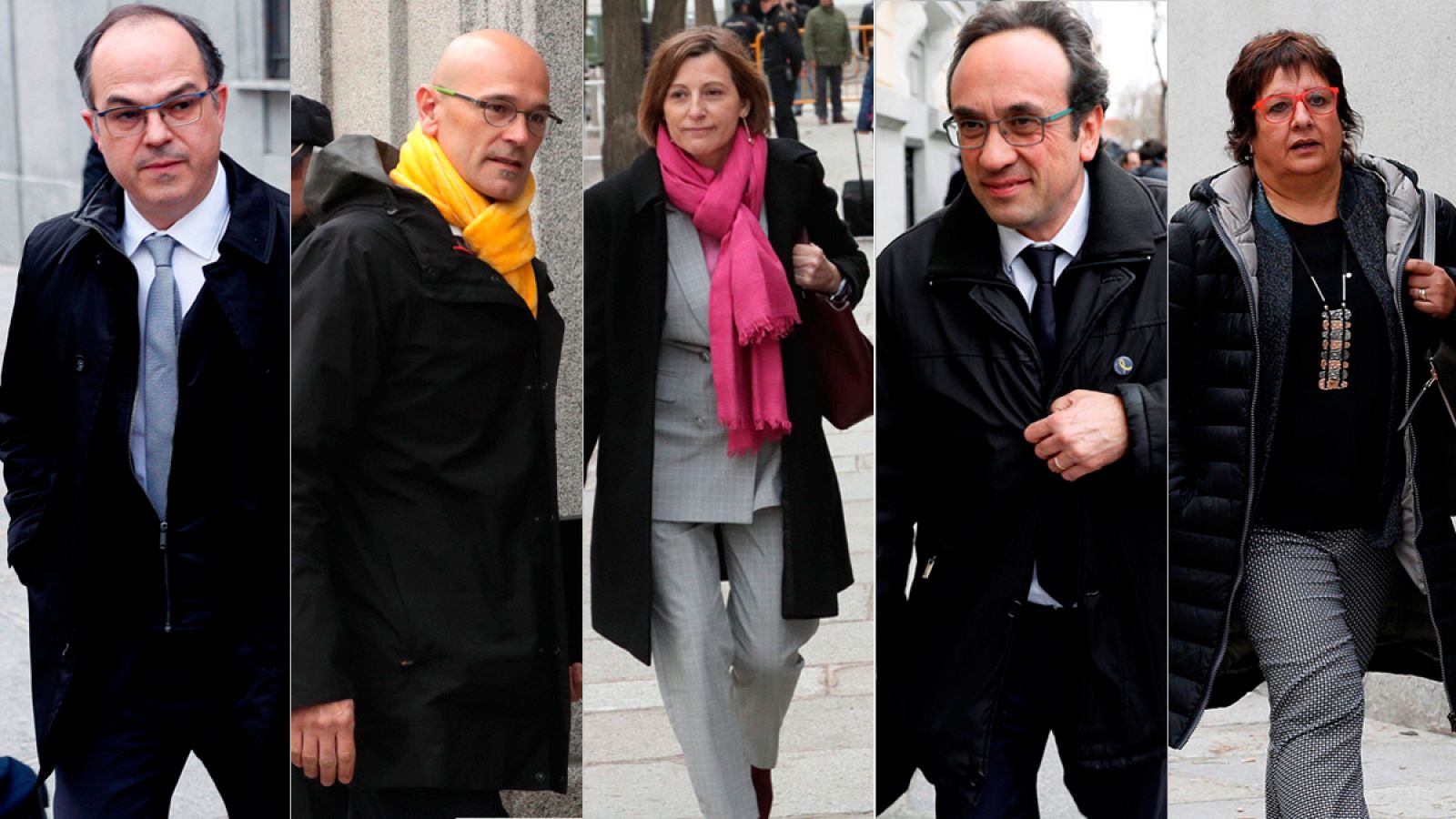 Jordi Turull, Raül Romeva, Carme Forcadell, Jordi Turull y Dolors Bassa.