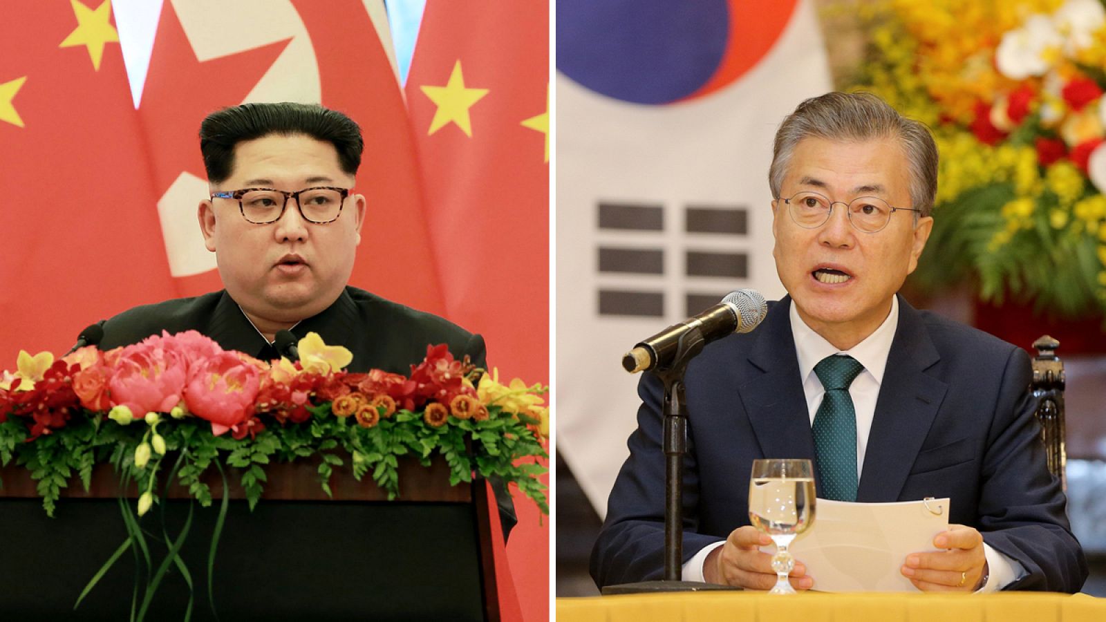 El líder norcoreano, Kim Jong-un, y el presidente surcoreano, Moon Jae-in