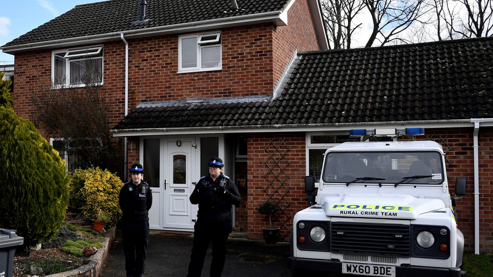 Fotografía de archivo de la Policía ante la casa de Sergei Skripal en Salisbury (Inglaterra)