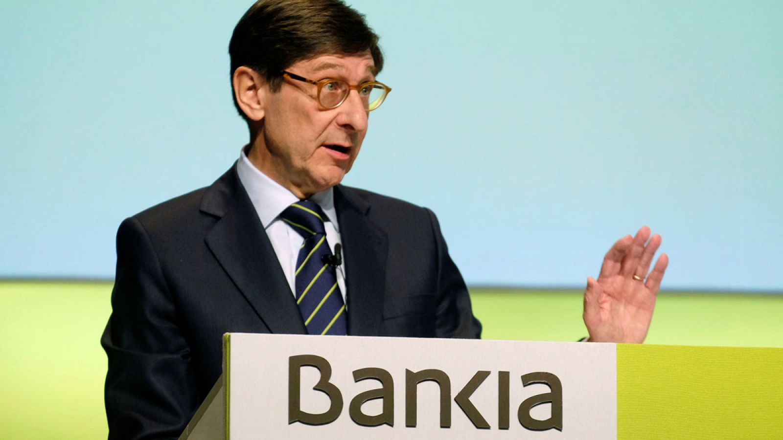 El presidente ejecutivo de Bankia, José Ignacio Goirigolzarri, durante su discurso en la junta general de accionistas