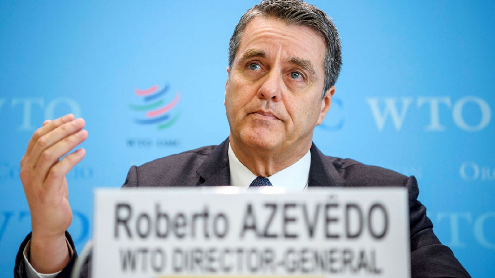 El director general de la Organización Mundial de Comercio, Roberto Azevêdo, presenta las previsiones para 2018