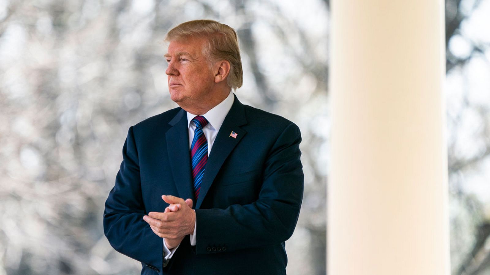 El presidente de Estados Unidos, Donald Trump, durante una rueda de prensa en los jardines de la Casa Blanca el jueves, 12 de abril de 2018.