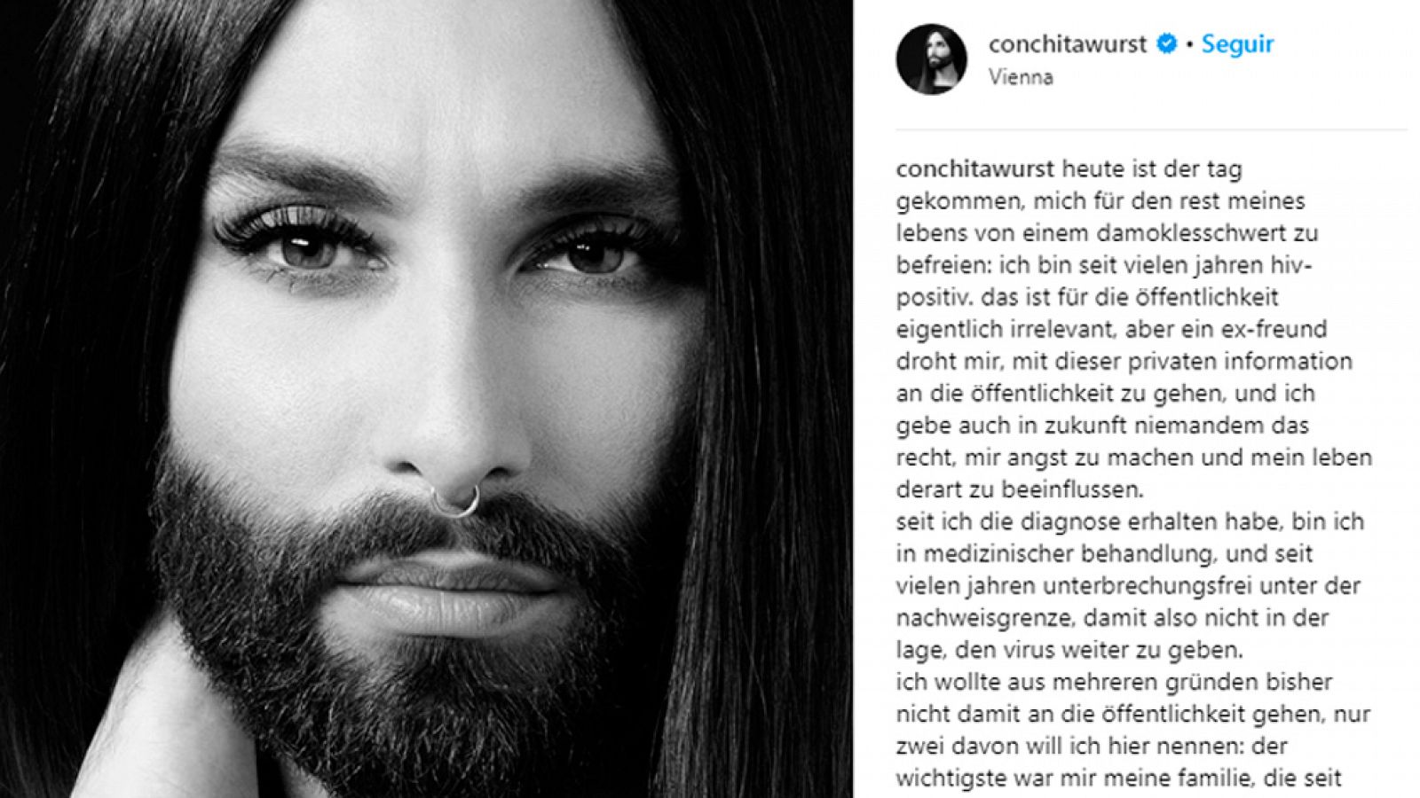 Conchita Wurst revela que tiene VIH.